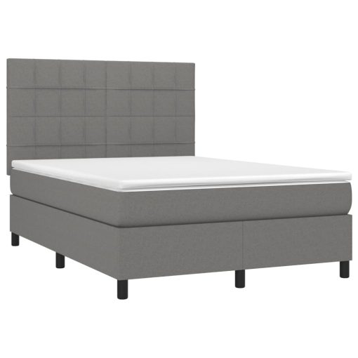Letto A Molle Materasso E Led Grigio Scuro 140x190cm In Tessuto - Image 3