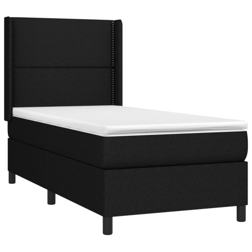 Letto A Molle Con Materasso E Led Nero 100x200 Cm In Tessuto - Image 4