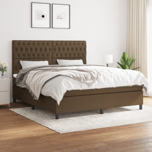 Giroletto A Molle Con Materasso Marrone Scuro 180x200cm Tessuto