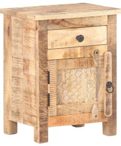 Comodino 40x30x50 Cm In Legno Massello Di Mango Grezzo