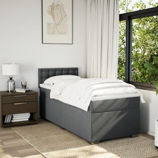 Giroletto A Molle Con Materasso Grigio Scuro 90x190 Cm Tessuto - Image 3