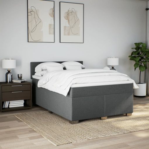 Giroletto A Molle Con Materasso Grigio Scuro 140x190 Cm Tessuto - Image 3