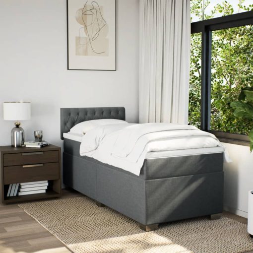 Giroletto A Molle Con Materasso Grigio Scuro 90x190 Cm Tessuto - Image 4