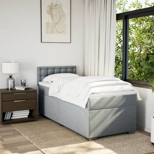 Giroletto A Molle Con Materasso Grigio Chiaro 90x190 Cm Tessuto - Image 4
