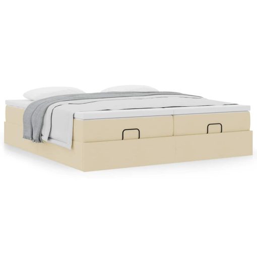 Struttura Letto Pouf Con Materassi Crema 180x200 Cm In Tessuto - Image 4