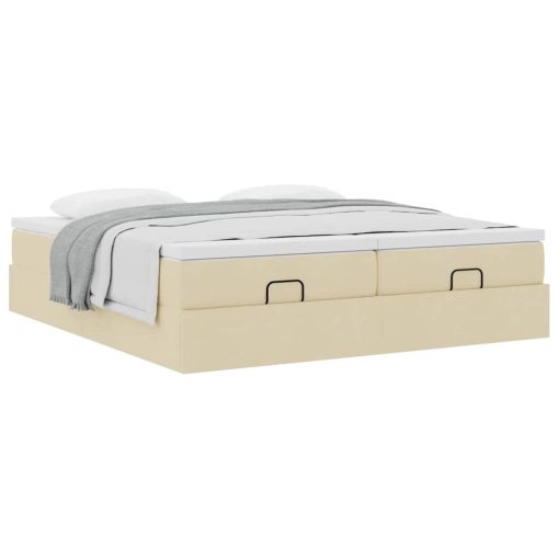 Struttura Letto Pouf Con Materassi Crema 180x200 Cm In Tessuto - Image 5
