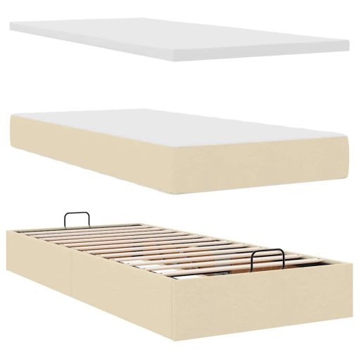 Struttura Letto Pouf Con Materassi Crema 180x200 Cm In Tessuto - Image 6