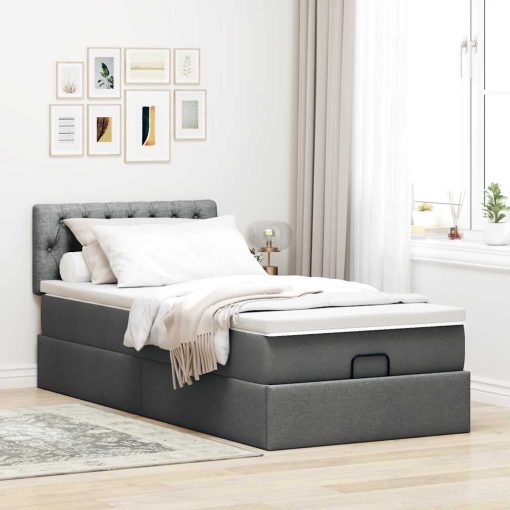 Struttura Letto Pouf Con Materasso 90x190 Cm In Tessuto - Image 3
