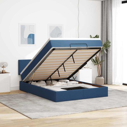 Pouf Letto Con Materasso Blu 140x190 Cm In Tessuto