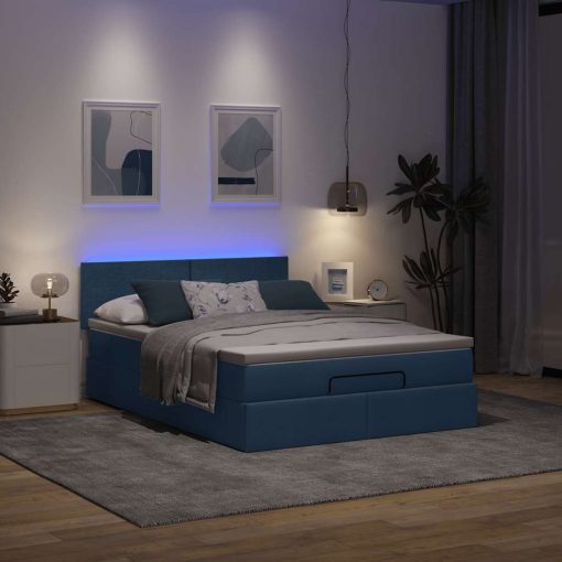 Pouf Letto Con Materasso Blu 140x190 Cm In Tessuto - Image 3