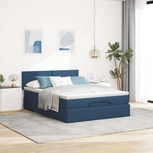 Pouf Letto Con Materasso Blu 140x190 Cm In Tessuto - Image 4