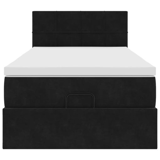Struttura Letto Pouf Con Materasso Nero 90x190 Cm In Velluto - Image 6