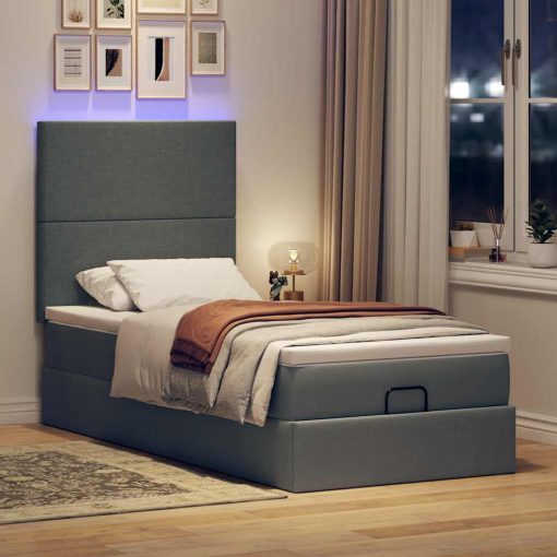 Struttura Letto Pouf Con Materasso 90x190 Cm In Tessuto