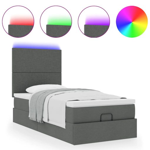 Struttura Letto Pouf Con Materasso 90x190 Cm In Tessuto - Image 2