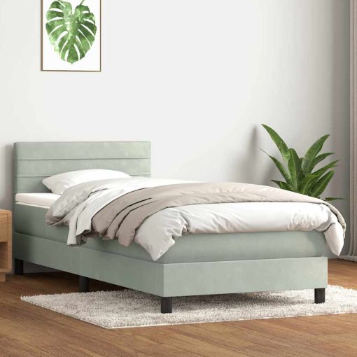 Giroletto A Molle Con Materasso Grigio Chiaro 100x220cm Velluto
