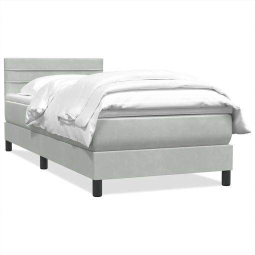Giroletto A Molle Con Materasso Grigio Chiaro 100x220cm Velluto - Image 2