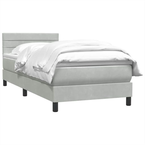 Giroletto A Molle Con Materasso Grigio Chiaro 100x220cm Velluto - Image 3