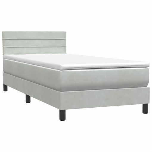 Giroletto A Molle Con Materasso Grigio Chiaro 100x220cm Velluto - Image 4