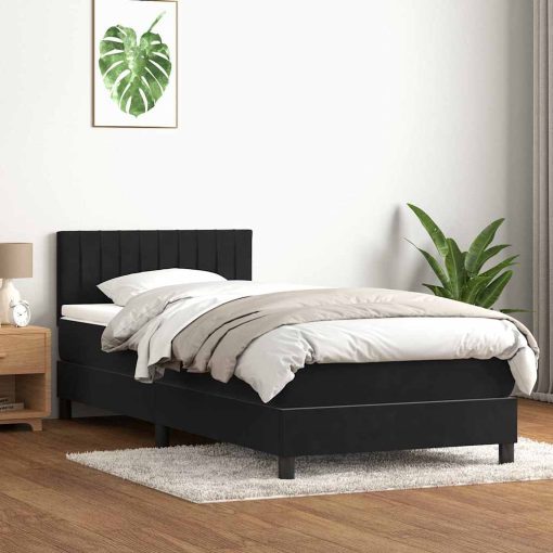 Giroletto A Molle Con Materasso Nero 80x210 Cm Velluto - Image 3