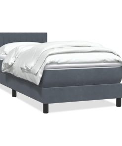 Giroletto A Molle Con Materasso Grigio Scuro 90x210 Cm Velluto