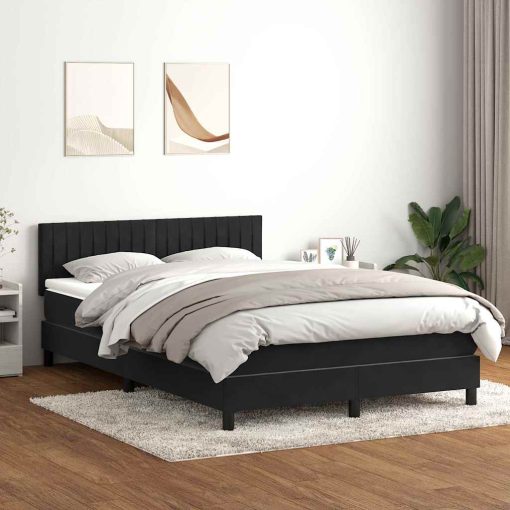 Giroletto A Molle Con Materasso Nero 140x210 Cm In Velluto - Image 3