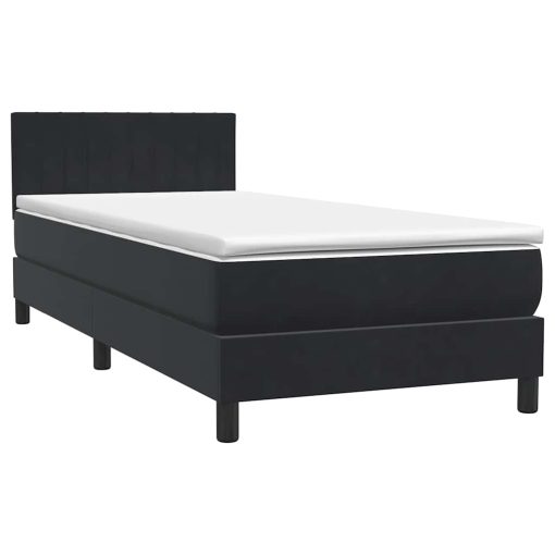 Giroletto A Molle Con Materasso Nero 90x220 Cm In Velluto - Image 2