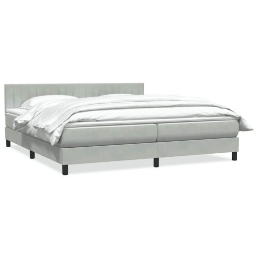 Giroletto A Molle Con Materasso Grigio Chiaro 180x220cm Velluto