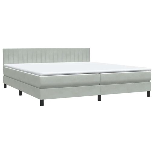 Giroletto A Molle Con Materasso Grigio Chiaro 180x220cm Velluto - Image 2