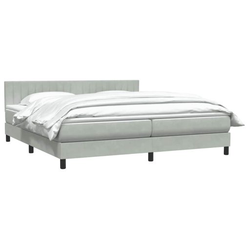 Giroletto A Molle Con Materasso Grigio Chiaro 180x220cm Velluto - Image 4
