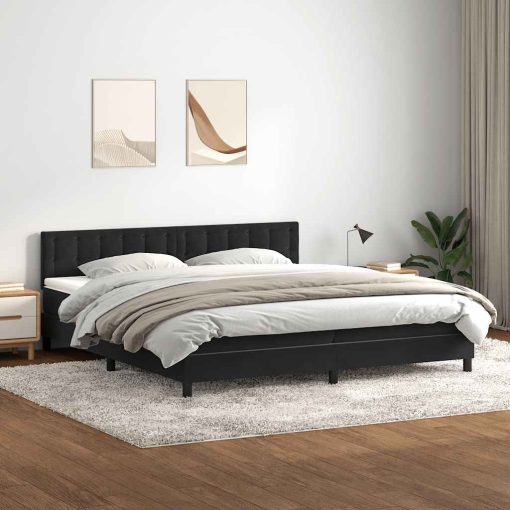 Giroletto A Molle Con Materasso Nero 180x220 Cm In Velluto