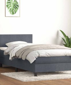 Giroletto A Molle Con Materasso Grigio Scuro 90x210 Cm Velluto
