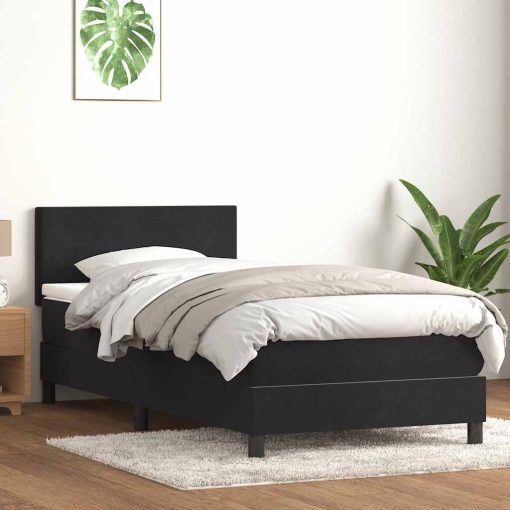 Giroletto A Molle Con Materasso Nero 100x210 Cm In Velluto