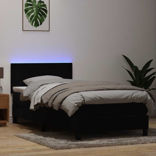 Giroletto A Molle Con Materasso Nero 100x210 Cm In Velluto - Image 4