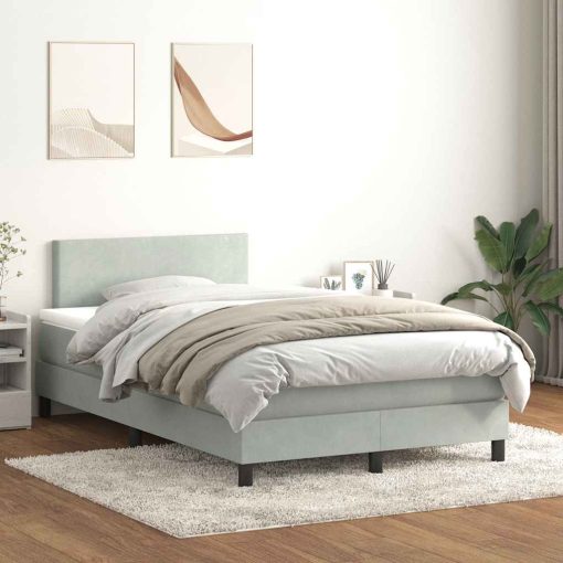 Giroletto A Molle Con Materasso Grigio Chiaro 120x220cm Velluto