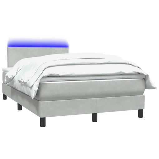 Giroletto A Molle Con Materasso Grigio Chiaro 120x220cm Velluto - Image 3
