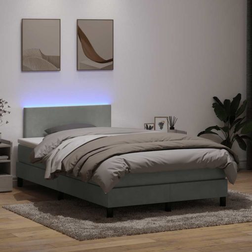 Giroletto A Molle Con Materasso Grigio Chiaro 120x220cm Velluto - Image 4