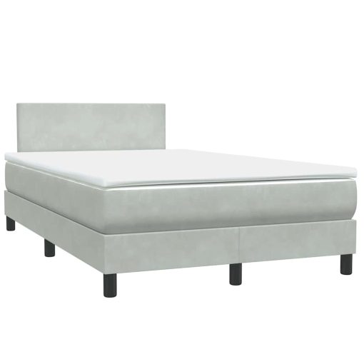 Giroletto A Molle Con Materasso Grigio Chiaro 120x220cm Velluto - Image 5