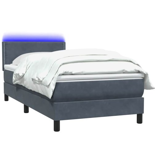 Giroletto A Molle Con Materasso Grigio Scuro 100x220 Cm Velluto - Image 3