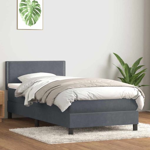 Giroletto A Molle Con Materasso Grigio Scuro 100x220 Cm Velluto - Image 4