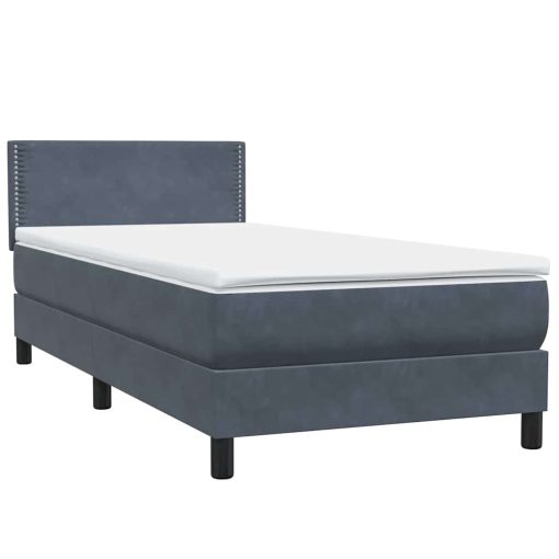 Giroletto A Molle Con Materasso Grigio Scuro 100x220 Cm Velluto - Image 5