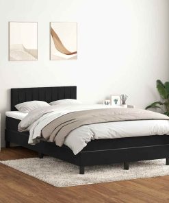 Giroletto A Molle Con Materasso Nero 120x210 Cm In Velluto