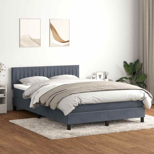 Giroletto A Molle Con Materasso Grigio Scuro 160x220 Cm Velluto