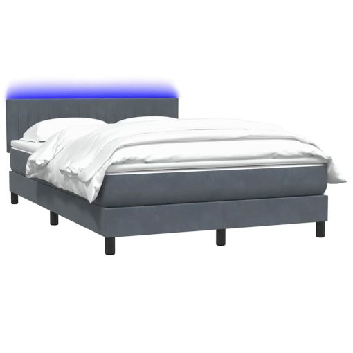 Giroletto A Molle Con Materasso Grigio Scuro 160x220 Cm Velluto - Image 3