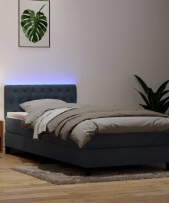 Giroletto A Molle Con Materasso Grigio Scuro 90x210 Cm Velluto