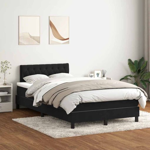 Giroletto A Molle Con Materasso Nero 120x210 Cm In Velluto