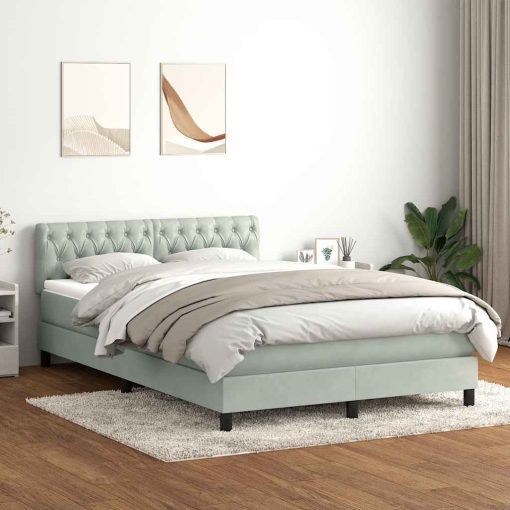Giroletto A Molle Con Materasso Grigio Chiaro 160x210cm Velluto