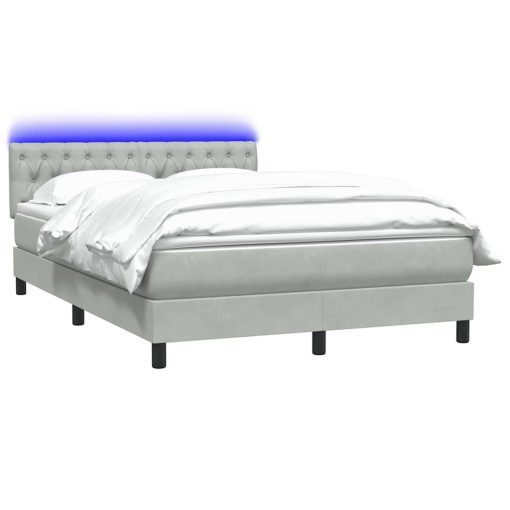 Giroletto A Molle Con Materasso Grigio Chiaro 160x210cm Velluto - Image 3