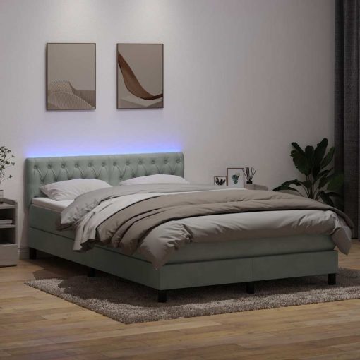 Giroletto A Molle Con Materasso Grigio Chiaro 160x210cm Velluto - Image 4