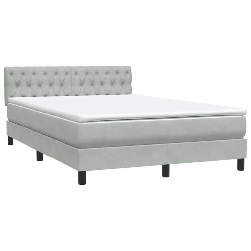 Giroletto A Molle Con Materasso Grigio Chiaro 160x210cm Velluto - Image 5