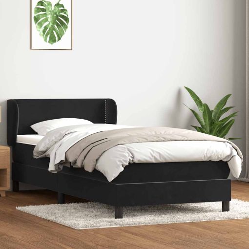Giroletto A Molle Con Materasso Nero 80x210 Cm Velluto